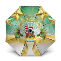 Cook Islands Christmas Umbrella Seashell Santa Beach Vibes LT05 One Size Folded 11.42 inch Opened Diameter 37.4 inch Green - Polynesian Pride