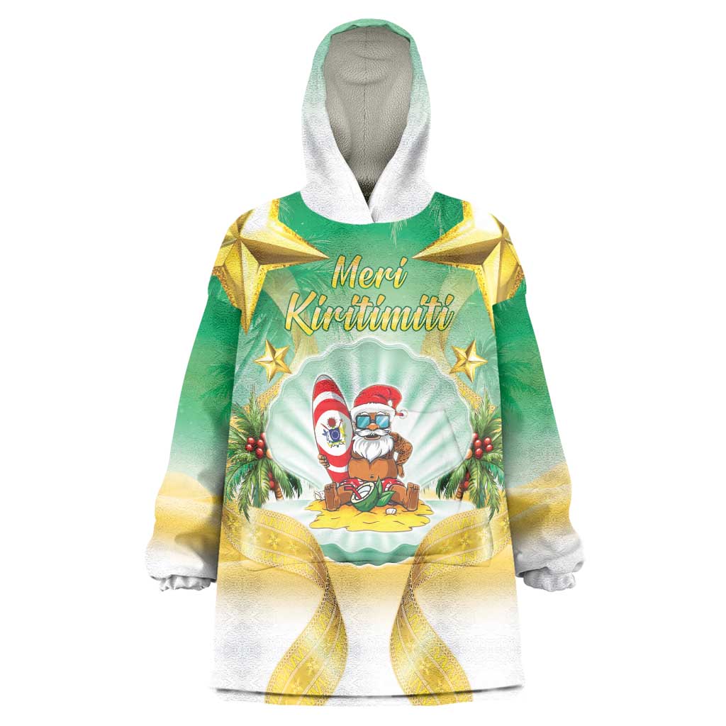 Cook Islands Christmas Wearable Blanket Hoodie Seashell Santa Beach Vibes LT05 One Size Green - Polynesian Pride