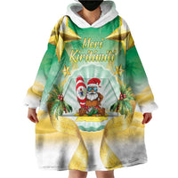 Cook Islands Christmas Wearable Blanket Hoodie Seashell Santa Beach Vibes LT05 - Polynesian Pride