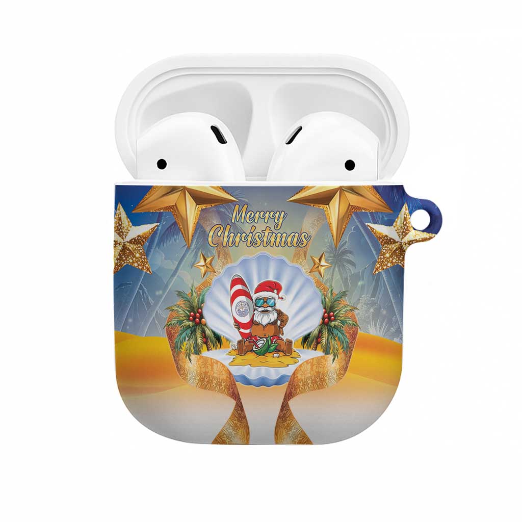 Marshall Islands Christmas AirPods Case Seashell Santa Beach Vibes LT05 Navy - Polynesian Pride