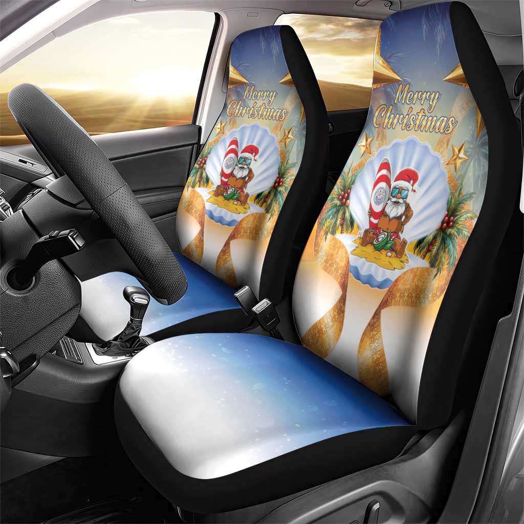 Marshall Islands Christmas Car Seat Cover Seashell Santa Beach Vibes LT05 - Polynesian Pride