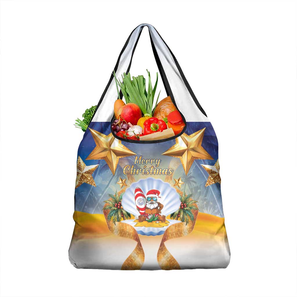 Marshall Islands Christmas Grocery Bag Seashell Santa Beach Vibes LT05 1-pack One Size Navy - Polynesian Pride