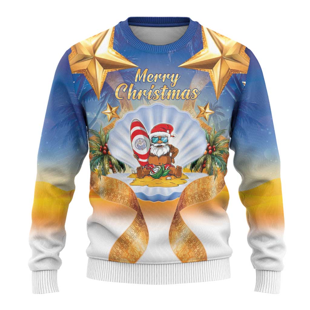 Marshall Islands Christmas Ugly Christmas Sweater Seashell Santa Beach Vibes LT05 - Polynesian Pride