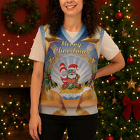 Marshall Islands Christmas Knitted V-Neck Vest Seashell Santa Beach Vibes LT05 - Polynesian Pride