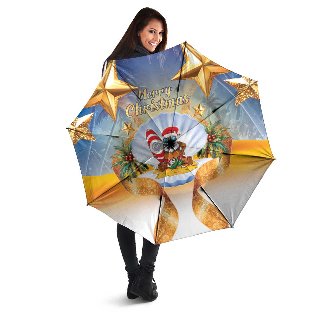 Marshall Islands Christmas Umbrella Seashell Santa Beach Vibes LT05 - Polynesian Pride