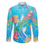 Under The Sea Scuba Diving Family Matching Off Shoulder Short Dress and Hawaiian Shirt Polynesian Pattern LT05 Dad's Shirt - Long Sleeve Blue - Polynesian Pride