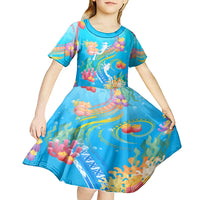 Under The Sea Scuba Diving Kid Short Sleeve Dress Polynesian Pattern LT05 - Polynesian Pride