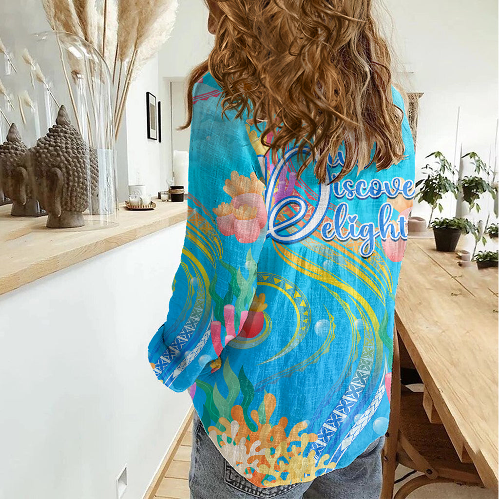 Under The Sea Scuba Diving Women Casual Shirt Polynesian Pattern LT05 - Polynesian Pride