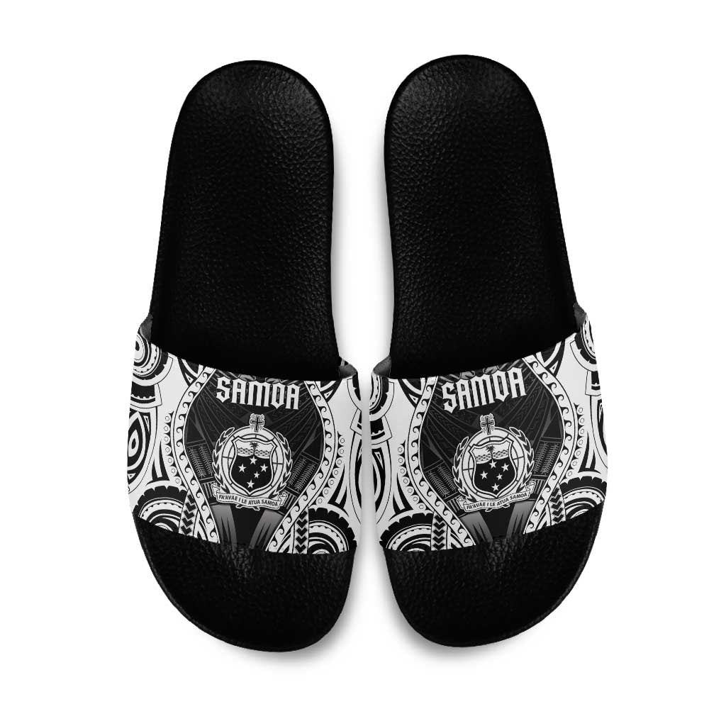 Remember Samoa Black Saturday Slide Sandals Samoa Mo Samoa LT05 Black - Polynesian Pride