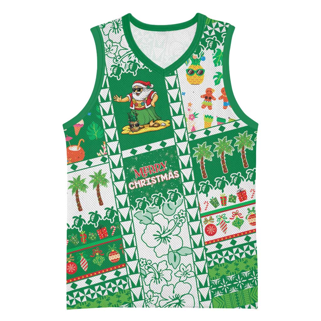 Norfolk Island Christmas Basketball Jersey Festive Beach Vibes LT05 Unisex Green - Polynesian Pride