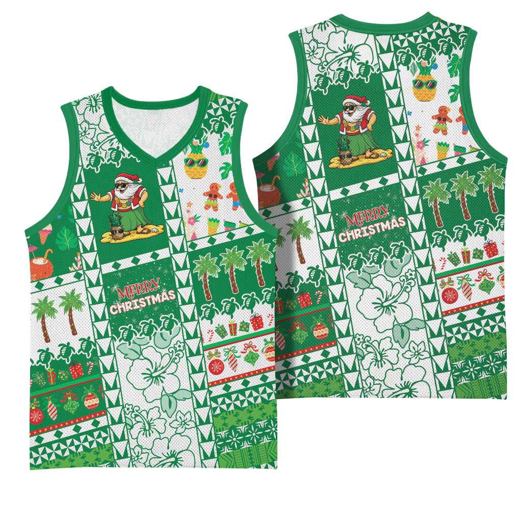 Norfolk Island Christmas Basketball Jersey Festive Beach Vibes LT05 - Polynesian Pride