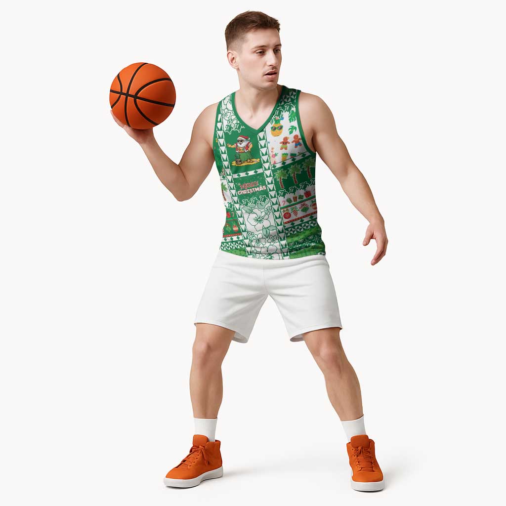 Norfolk Island Christmas Basketball Jersey Festive Beach Vibes LT05 - Polynesian Pride