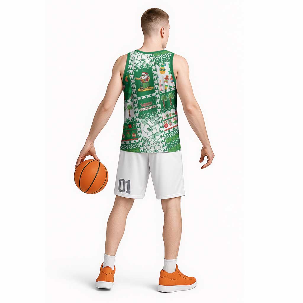 Norfolk Island Christmas Basketball Jersey Festive Beach Vibes LT05 - Polynesian Pride