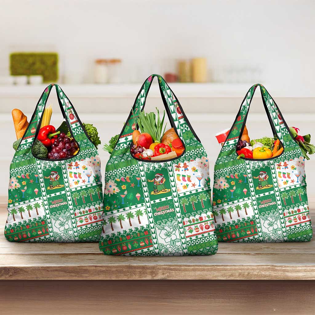 Norfolk Island Christmas Grocery Bag Festive Beach Vibes LT05 3-pack One Size Green - Polynesian Pride