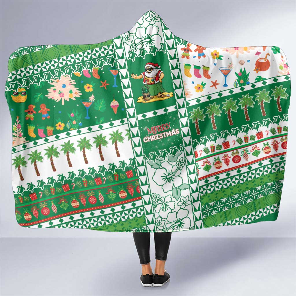 Norfolk Island Christmas Hooded Blanket Festive Beach Vibes LT05 One Size Green - Polynesian Pride