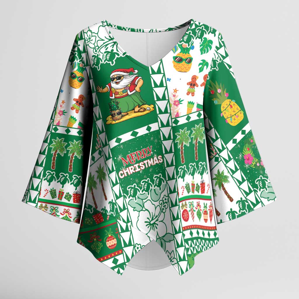 Norfolk Island Christmas Kimono Sleeve Blouse Festive Beach Vibes LT05 Female Green - Polynesian Pride