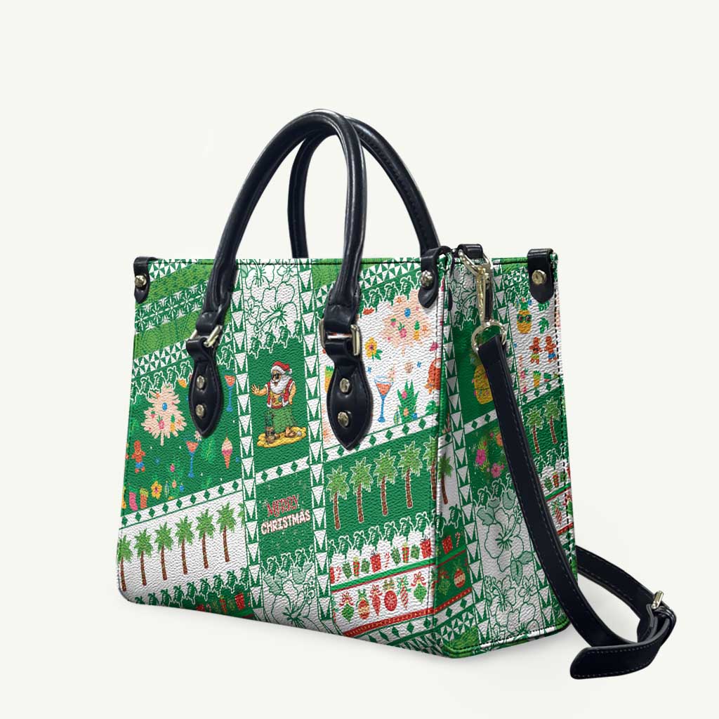 Norfolk Island Christmas Leather Bag Festive Beach Vibes LT05 Green - Polynesian Pride