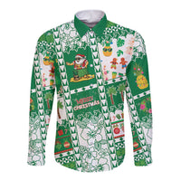 Norfolk Island Christmas Long Sleeve Button Shirt Festive Beach Vibes LT05 Unisex Green - Polynesian Pride
