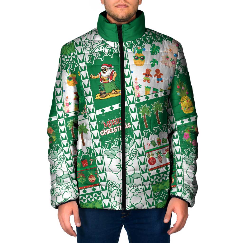 Norfolk Island Christmas Padded Jacket Festive Beach Vibes LT05 Men Green - Polynesian Pride