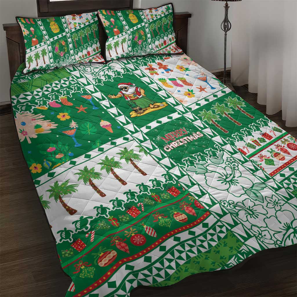 Norfolk Island Christmas Quilt Bed Set Festive Beach Vibes LT05 Green - Polynesian Pride