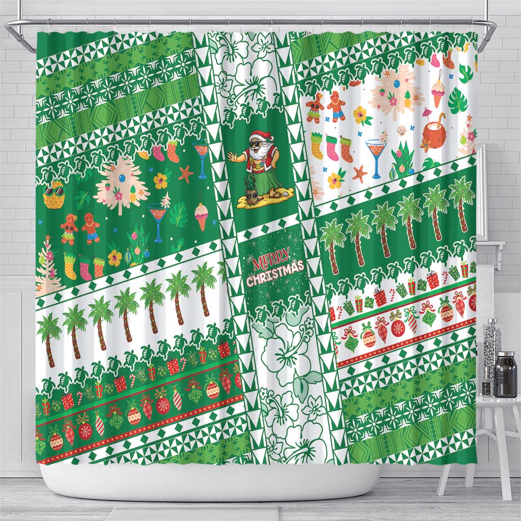 Norfolk Island Christmas Shower Curtain Festive Beach Vibes LT05 - Polynesian Pride
