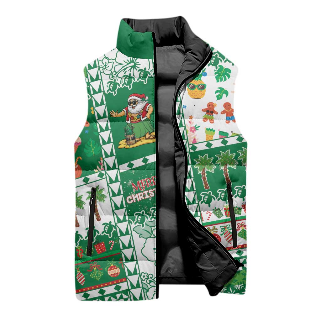Norfolk Island Christmas Sleeveless Puffer Jacket Festive Beach Vibes LT05 - Polynesian Pride