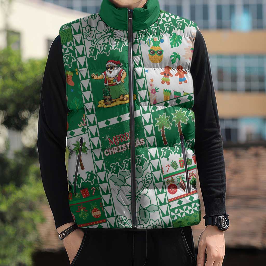 Norfolk Island Christmas Sleeveless Puffer Jacket Festive Beach Vibes LT05 - Polynesian Pride