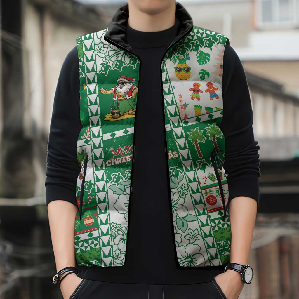 Norfolk Island Christmas Sleeveless Puffer Jacket Festive Beach Vibes LT05 - Polynesian Pride