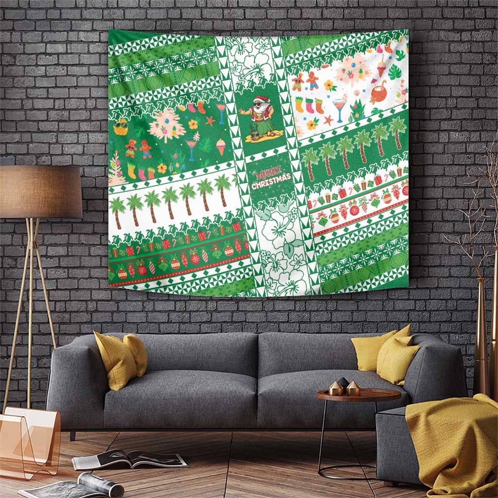 Norfolk Island Christmas Tapestry Festive Beach Vibes LT05 Green - Polynesian Pride