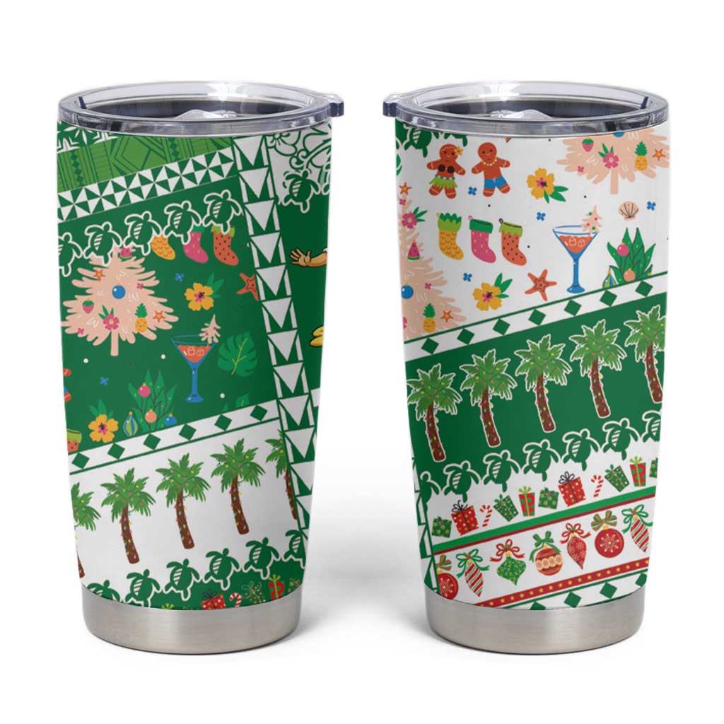 Norfolk Island Christmas Tumbler Cup Festive Beach Vibes LT05 Green - Polynesian Pride