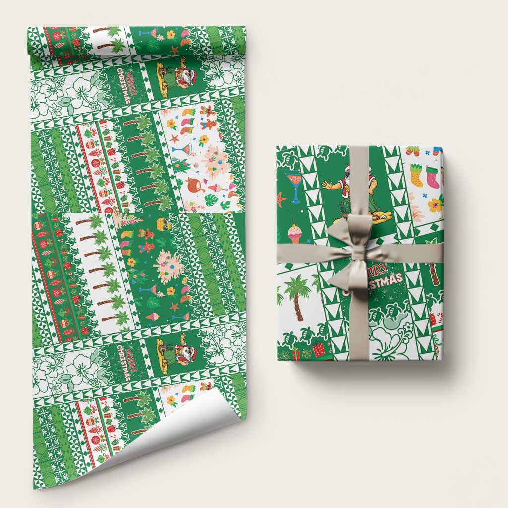 Norfolk Island Christmas Wrapping Paper Festive Beach Vibes LT05 58" × 23" Green - Polynesian Pride
