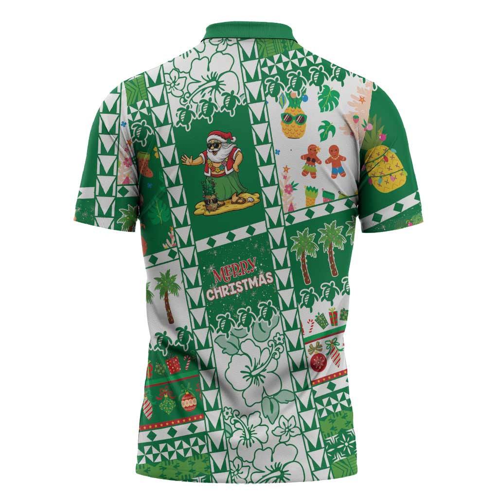Norfolk Island Christmas Zipper Polo Shirt Festive Beach Vibes LT05 - Polynesian Pride