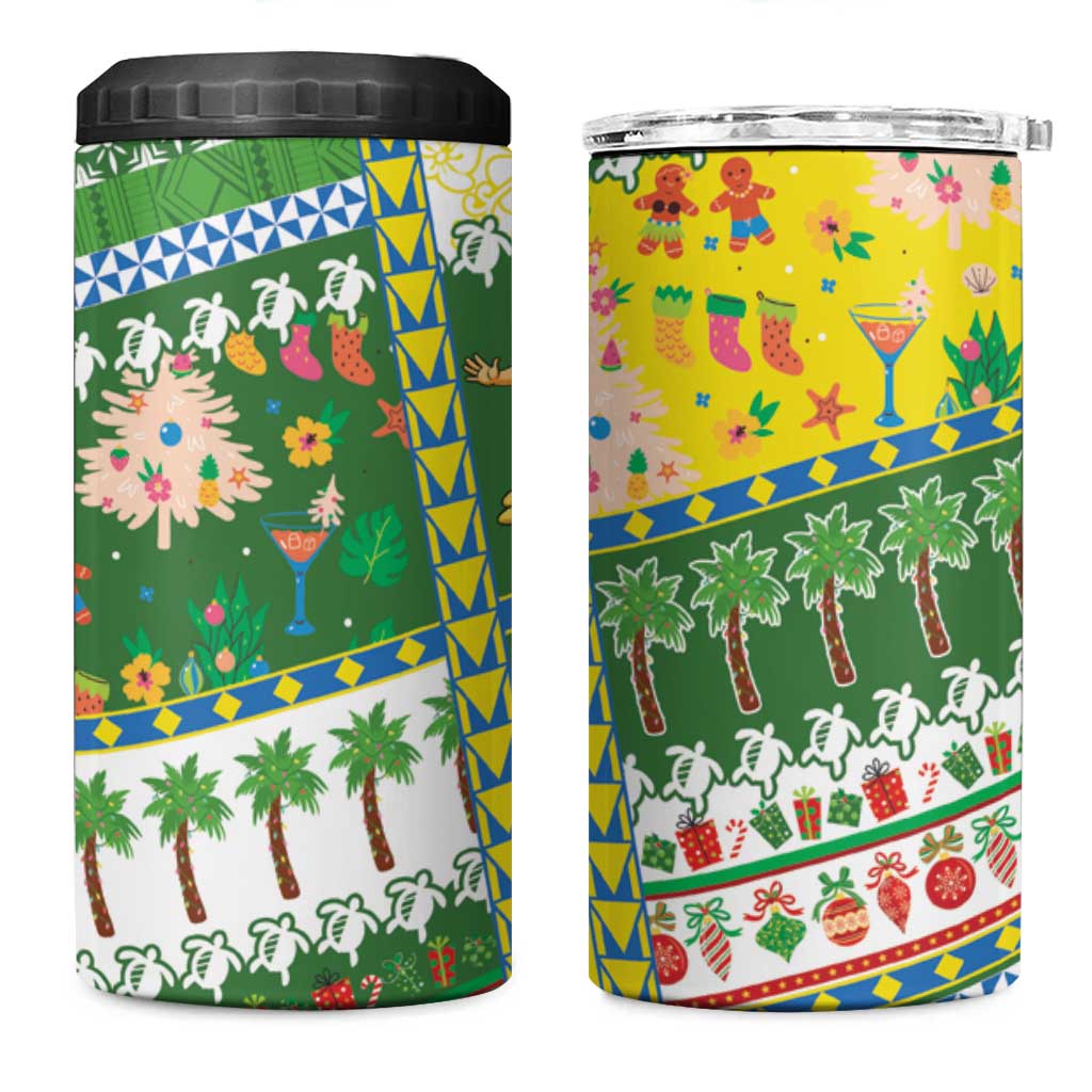 Pitcairn Islands Christmas 4 in 1 Can Cooler Tumbler Festive Beach Vibes LT05 One Size: 16 oz Colorful - Polynesian Pride