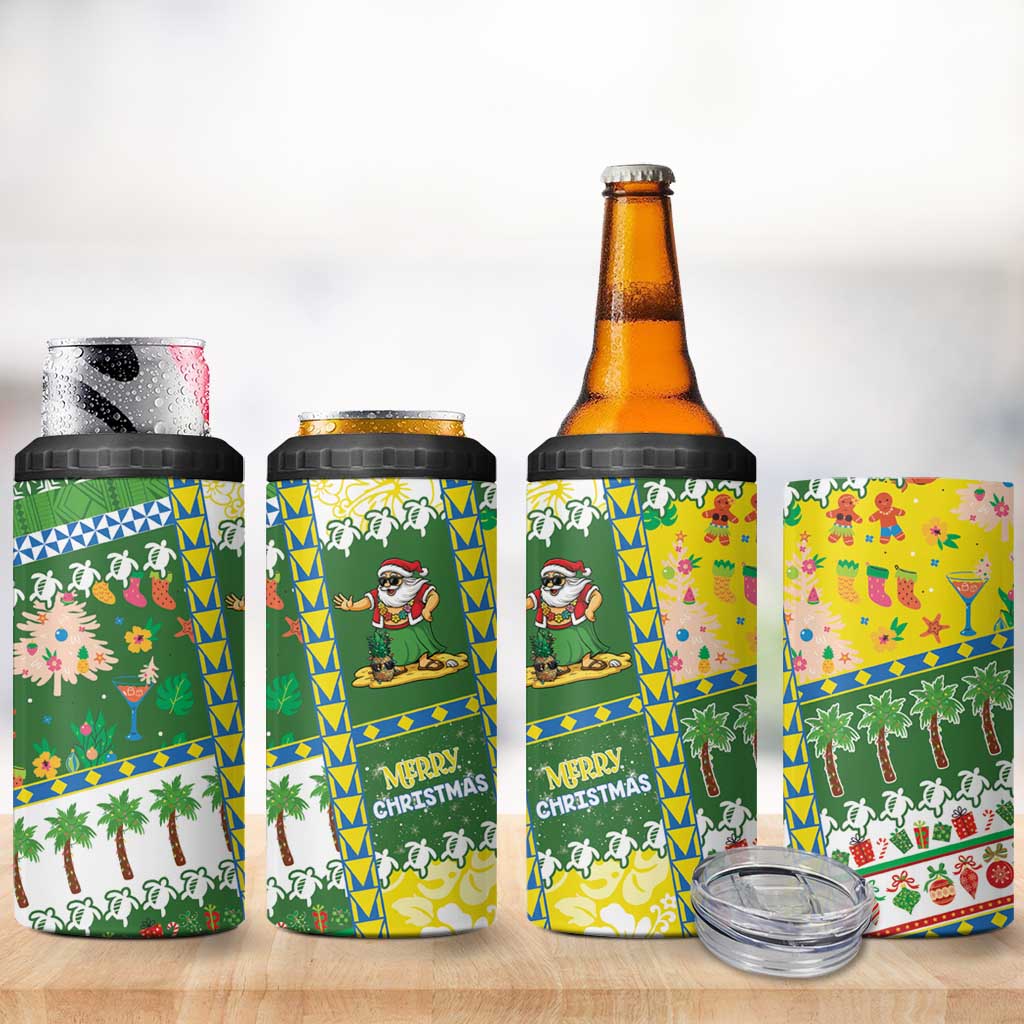 Pitcairn Islands Christmas 4 in 1 Can Cooler Tumbler Festive Beach Vibes LT05 - Polynesian Pride