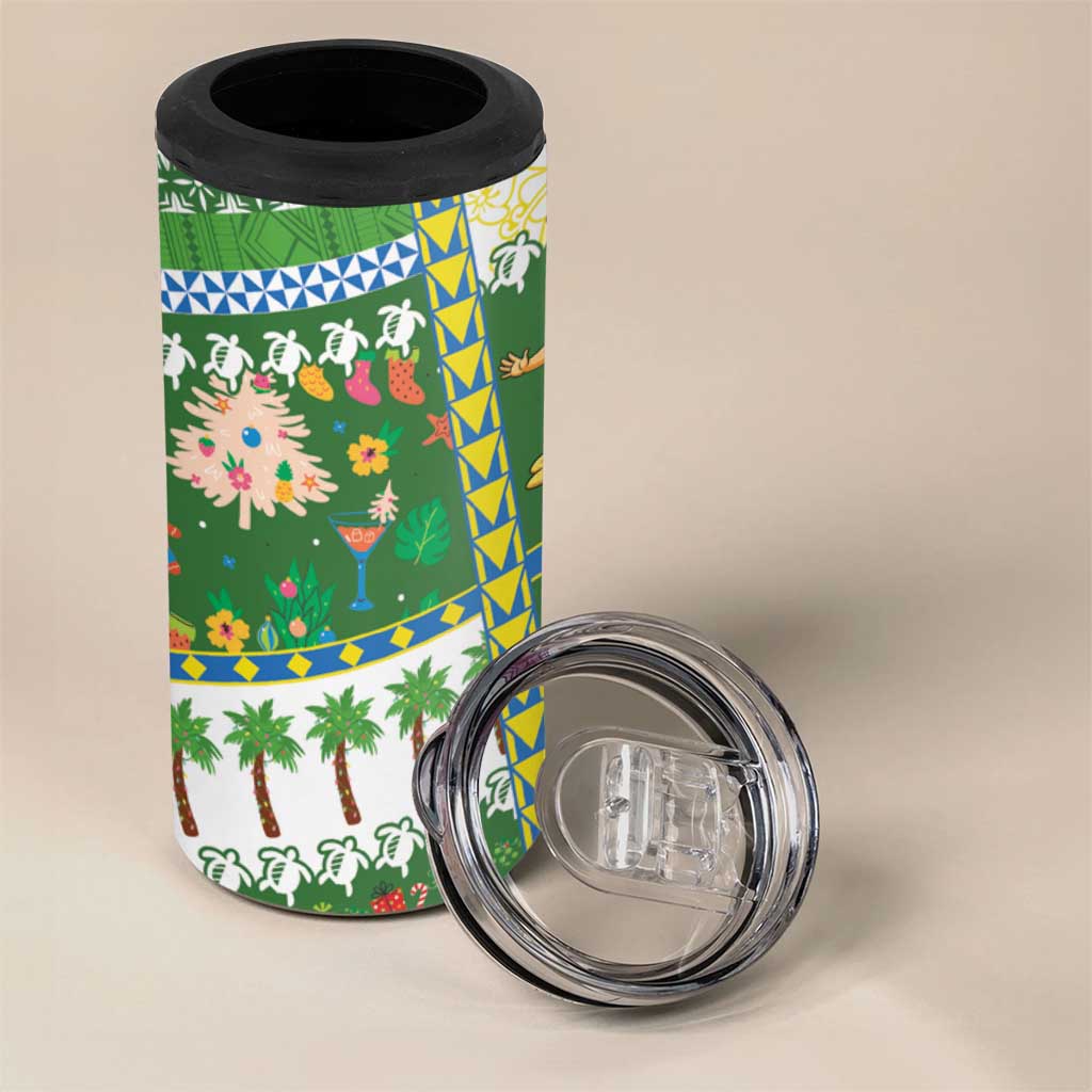 Pitcairn Islands Christmas 4 in 1 Can Cooler Tumbler Festive Beach Vibes LT05 - Polynesian Pride