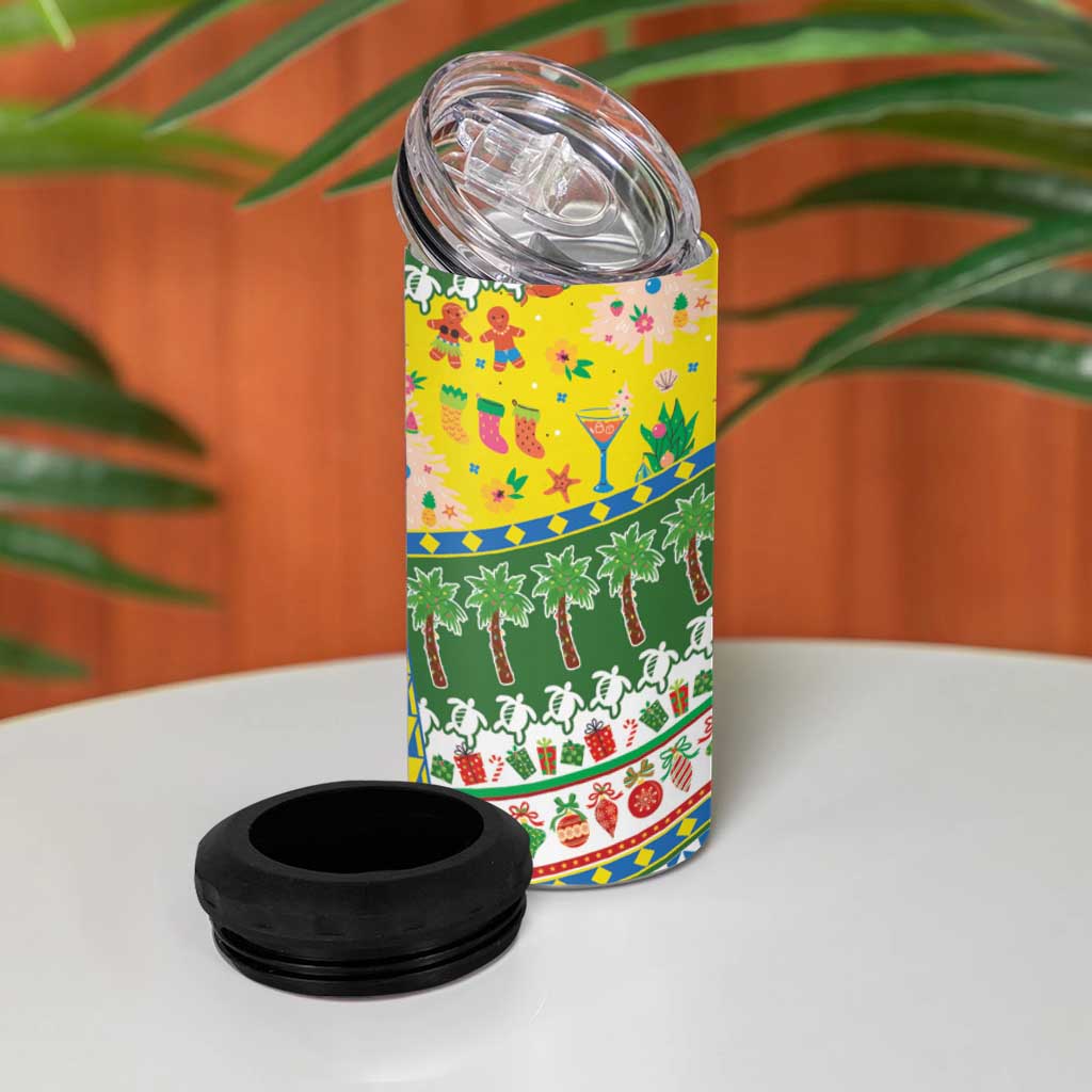 Pitcairn Islands Christmas 4 in 1 Can Cooler Tumbler Festive Beach Vibes LT05 - Polynesian Pride