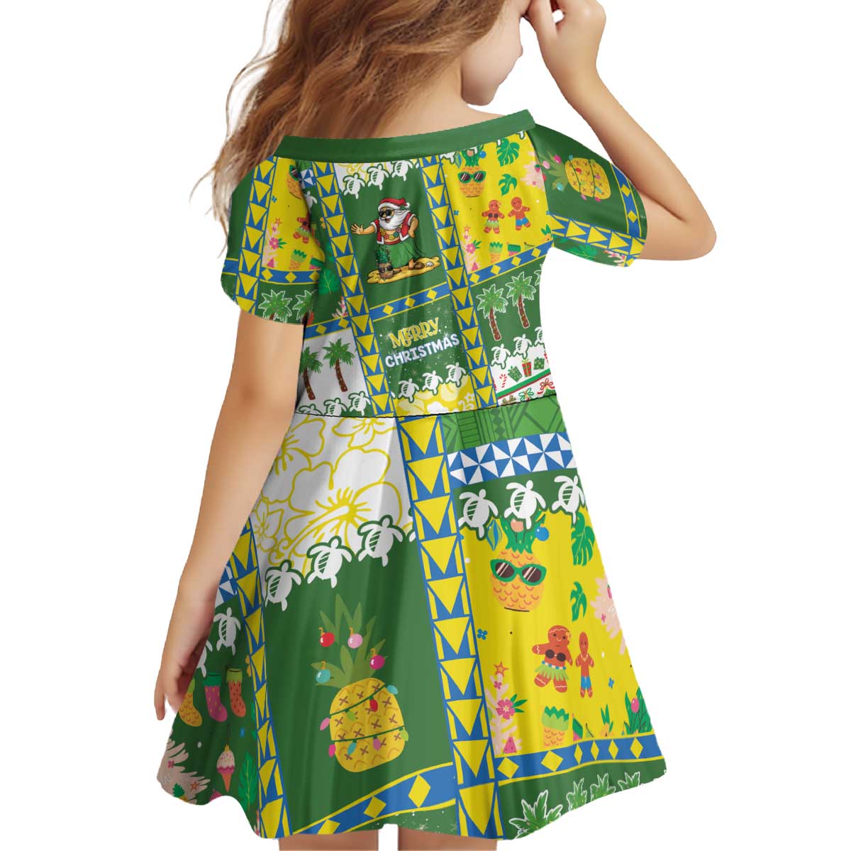 Pitcairn Islands Christmas Kid Short Sleeve Dress Festive Beach Vibes LT05 - Polynesian Pride