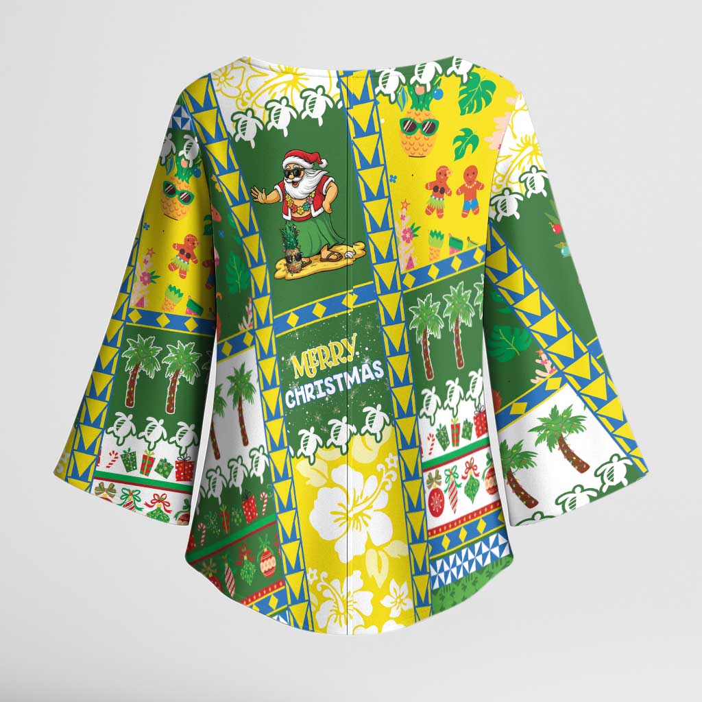Pitcairn Islands Christmas Kimono Sleeve Blouse Festive Beach Vibes LT05 - Polynesian Pride