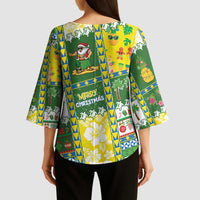 Pitcairn Islands Christmas Kimono Sleeve Blouse Festive Beach Vibes LT05 - Polynesian Pride