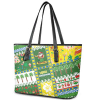 Pitcairn Islands Christmas Leather Tote Bag Festive Beach Vibes LT05 - Polynesian Pride
