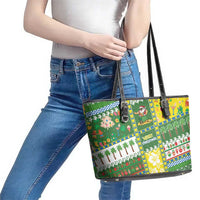 Pitcairn Islands Christmas Leather Tote Bag Festive Beach Vibes LT05 - Polynesian Pride