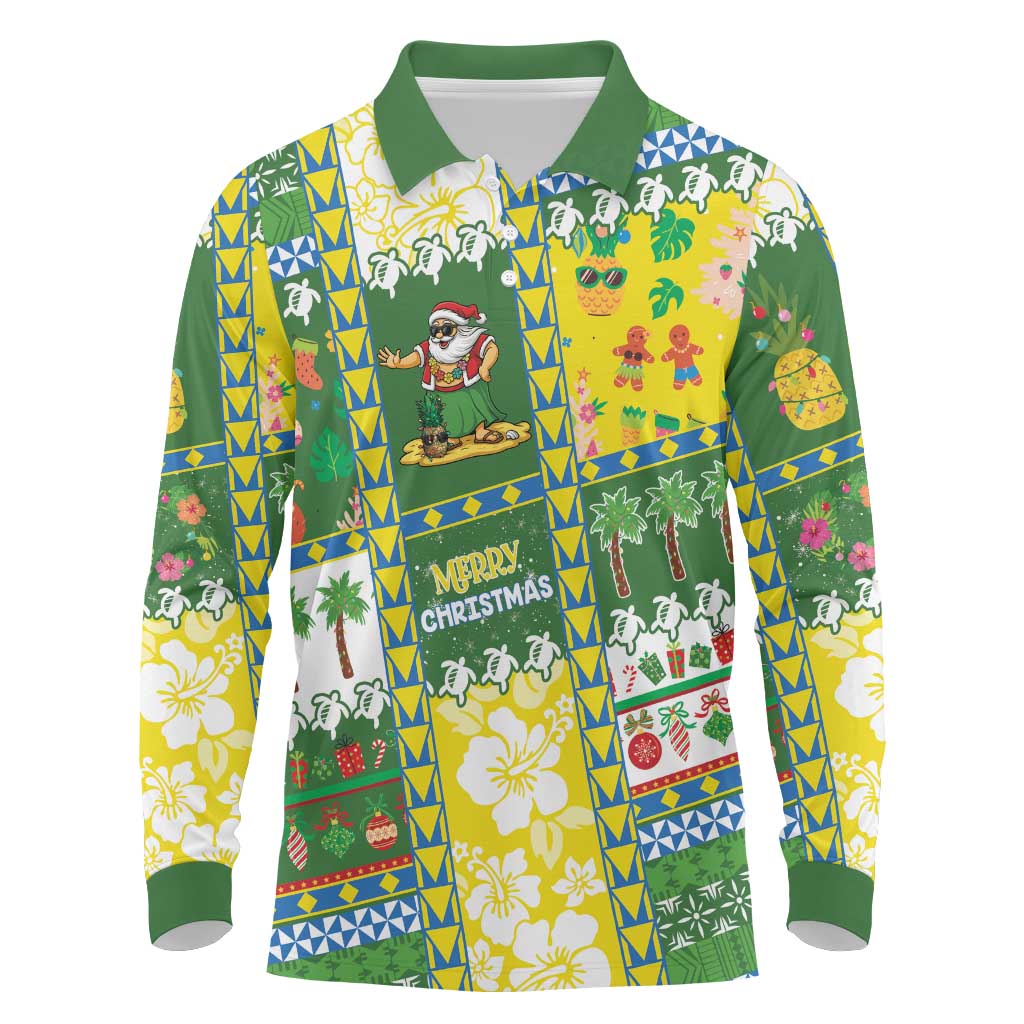 Pitcairn Islands Christmas Long Sleeve Polo Shirt Festive Beach Vibes LT05 Colorful - Polynesian Pride