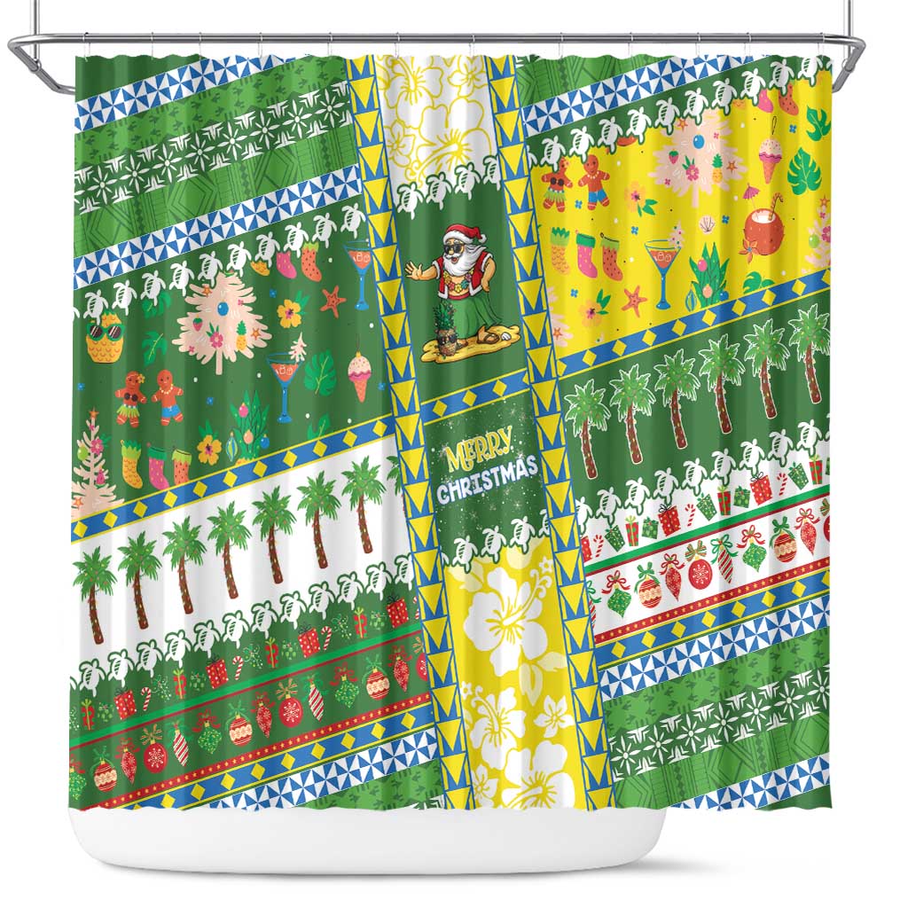 Pitcairn Islands Christmas Shower Curtain Festive Beach Vibes LT05 Colorful - Polynesian Pride