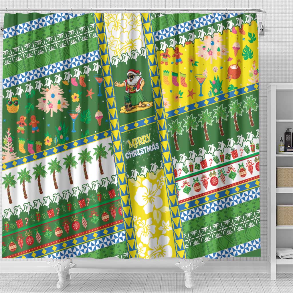 Pitcairn Islands Christmas Shower Curtain Festive Beach Vibes LT05 - Polynesian Pride