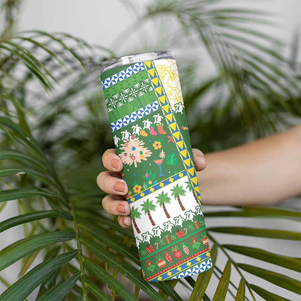 Pitcairn Islands Christmas Skinny Tumbler Festive Beach Vibes LT05 - Polynesian Pride