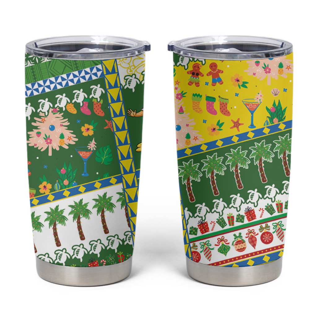 Pitcairn Islands Christmas Tumbler Cup Festive Beach Vibes LT05 Colorful - Polynesian Pride