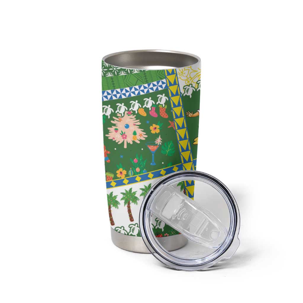 Pitcairn Islands Christmas Tumbler Cup Festive Beach Vibes LT05 - Polynesian Pride