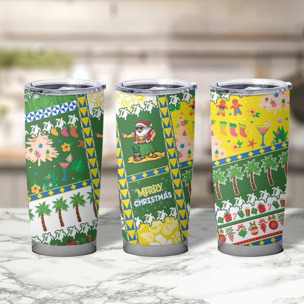 Pitcairn Islands Christmas Tumbler Cup Festive Beach Vibes LT05 - Polynesian Pride