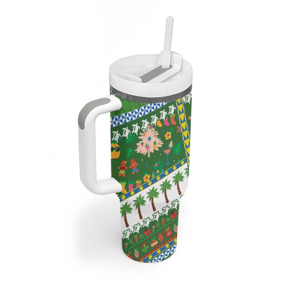 Pitcairn Islands Christmas Tumbler With Handle Festive Beach Vibes LT05 - Polynesian Pride