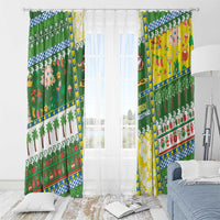 Pitcairn Islands Christmas Window Curtain Festive Beach Vibes LT05 - Polynesian Pride